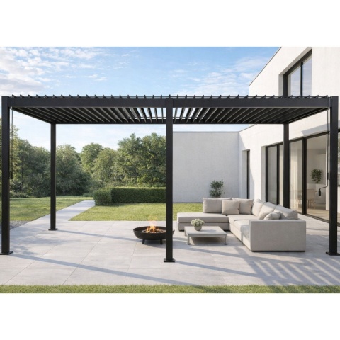 Pergola Tarasowa Deluxe 111 3 x 6 m Aluminiowa z Regulowanymi Lamelami Antracyt