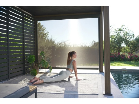 Pergola Tarasowa Deluxe 111 3,6 x 4 m Aluminiowa z Regulowanymi Lamelami Dąb