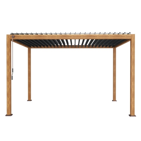 Pergola Tarasowa Deluxe 111 3,6 x 4 m Aluminiowa z Regulowanymi Lamelami Dąb