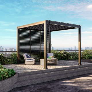 Pergola Tarasowa Premium 111 3 x 3 m Wolnostojąca Ogrodowa Rama Aluminiowa Antracyt