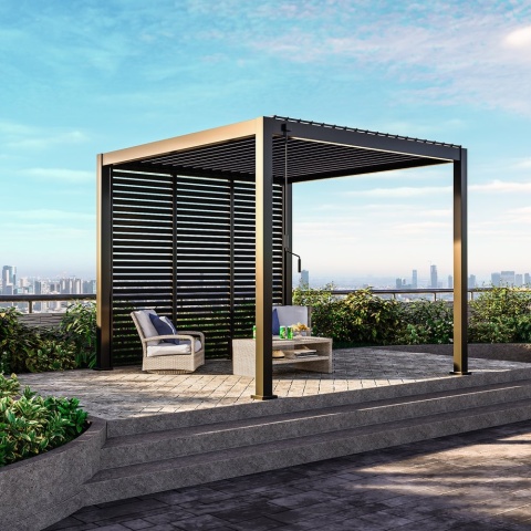 Pergola Tarasowa Premium 111 3 x 3 m Wolnostojąca Ogrodowa Rama Aluminiowa Antracyt