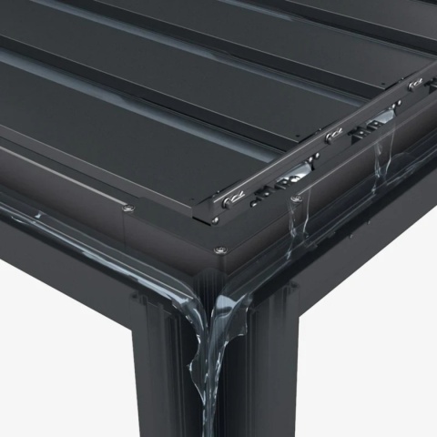Detal dachu pergoli BBQ Mirador 80 antracyt z odprowadzeniem wody