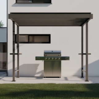 Pergola grillowa Stalowa Mirador 80 BBQ 3 × 2,5 m z blatem barowym Antracyt Regulowane Lamele