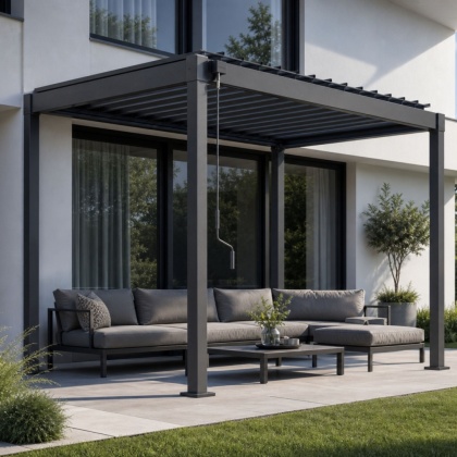 Pergola wolnostojąca tarasowa MIRADOR Solid 80 - 3 x 2 m Antracyt