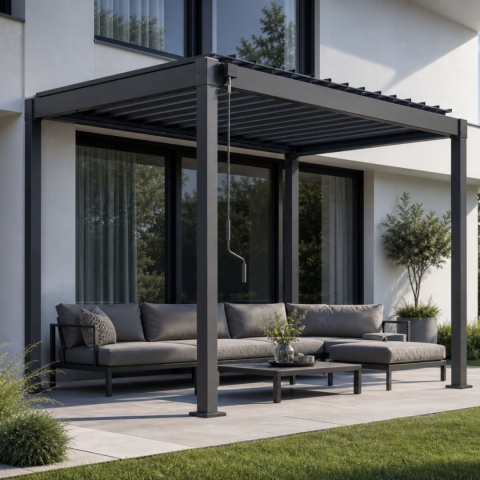 Pergola wolnostojąca tarasowa MIRADOR Solid 80 - 3 x 2 m Antracyt
