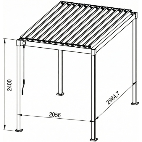 Pergola wolnostojąca tarasowa MIRADOR Solid 80 - 3 x 2 m Antracyt