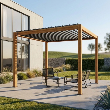 Pergola Tarasowa Aluminiowa MIRADOR 111 Deluxe 3x4 m Dąb Wiśniowy