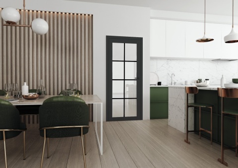 Drzwi Bezprzylgowe LOFT 20 Voster H200 | Różne kolory | Ościeżnica opcja | Szyba przeźroczysta szpros