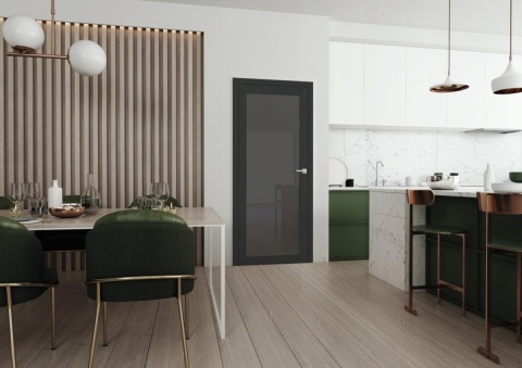 Drzwi Bezprzylgowe LOFT 70 Voster H200 | Różne kolory | Ościeżnica opcja | Szyba czarna