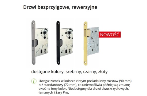 Drzwi Rewersyjne Pełne Gładkie Voster H200 |Różne kolory | Ościeżnica opcja | Odwrócona przylga