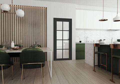 Drzwi Szklane Bezprzylgowe LOFT 20 z Ościeżnicą Stałą Szyba Przeźroczysta | Różne kolory