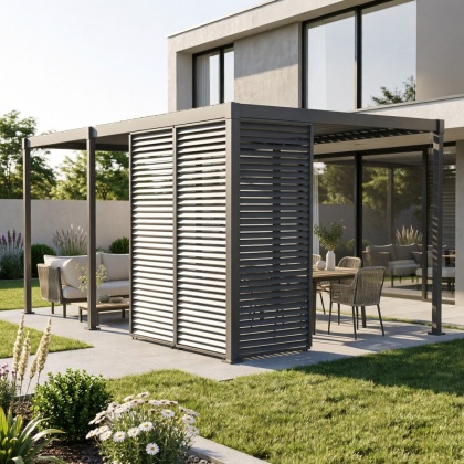 Pergola 3x5 m Wolnostojąca Ogrodowa Tarasowa Zabudowana Mirador Solid 80 Antracyt 3 Panele