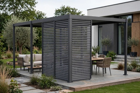 Pergola 3x5 m Wolnostojąca Ogrodowa Tarasowa Zabudowana Mirador Solid 80 Antracyt