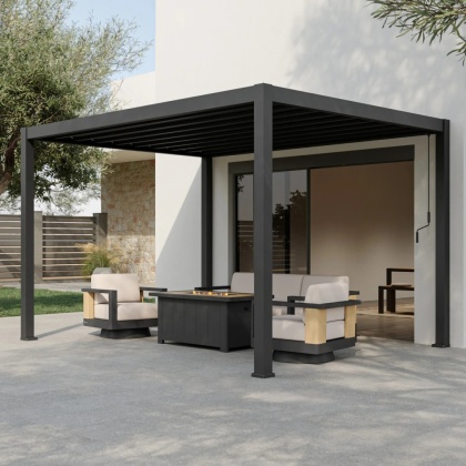 Pergola Tarasowa Deluxe 111 ORIGAMI 3 x 4 m Aluminiowa z Przesuwnymi Lamelami Antracyt