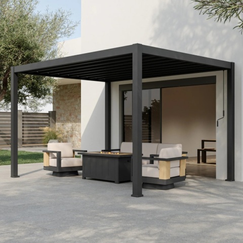 Pergola Tarasowa Deluxe 111 ORIGAMI 3 x 4 m Aluminiowa z Przesuwnymi Lamelami Antracyt