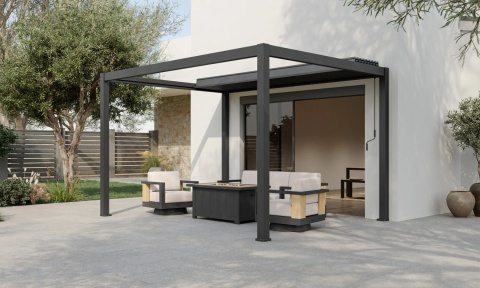 Pergola Tarasowa Deluxe 111 ORIGAMI 3 x 4 m Aluminiowa z Przesuwnymi Lamelami Antracyt