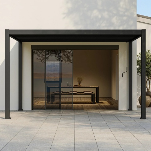 Pergola Tarasowa Deluxe 111 ORIGAMI 3 x 4 m Aluminiowa z Przesuwnymi Lamelami Antracyt