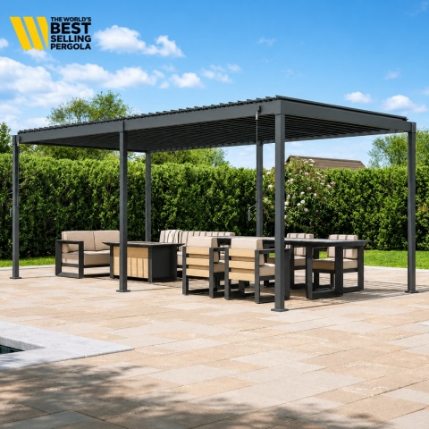 Pergola Wolnostojąca Ogrodowa MIRADOR Solid 80 - 3 x 5 m Antracyt Nordvic BESTSELLER