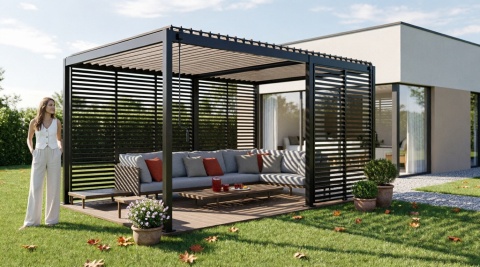 Pergola 3x5 m Wolnostojąca Ogrodowa Tarasowa Zabudowana Mirador Solid 80 Antracyt