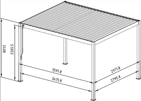 Pergola aluminiowa 3 x 3,6m wolnostojąca tarasowa MIRADOR Basic 88 Antracyt