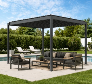 Pergola aluminiowa 3 x 3,6m wolnostojąca tarasowa MIRADOR Basic 88 Antracyt
