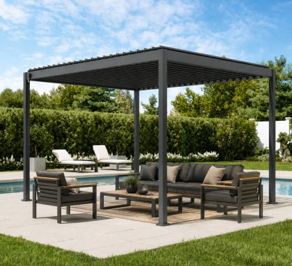 Pergola aluminiowa 3 x 3,6m wolnostojąca tarasowa MIRADOR Basic 88 Antracyt