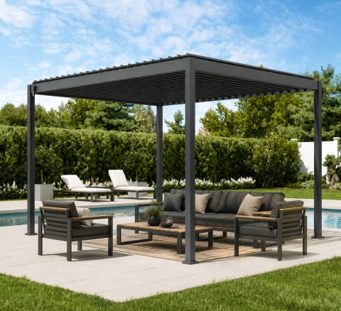 Pergola aluminiowa 3 x 3,6m wolnostojąca tarasowa MIRADOR Basic 88 Antracyt