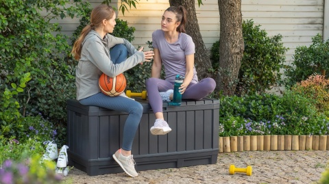 Skrzynia Ogrodowa Tarasowa Kentwood 350 L Schowek Kompozyt Antracyt