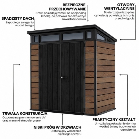 Zahradní dům Nástroje 280x290 Velký s podlahou Brown skladování