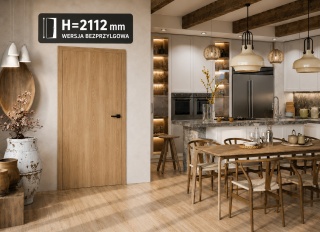 Drzwi Bezprzylgowe H2112 Pełne z Ościeżnicą Regulowaną Kolory Voster | Wysokość 211cm
