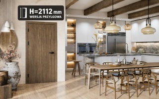Drzwi Pełne Przylgowe H2112 z Ościeżnicą Regulowaną Kolory Voster | Wysokość 211cm