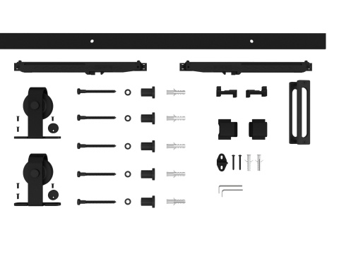 LOFT GLASS SLIDING DOOR 95x210 CM BLACK ALUMINIUM BARN DOOR SYSTEM