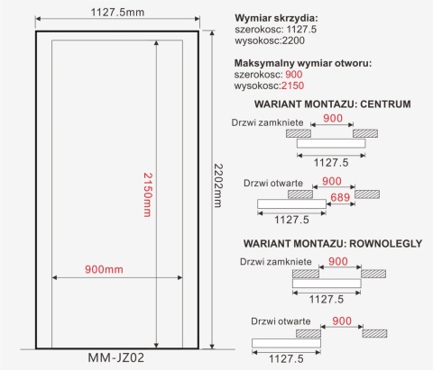 DRZWI PRZESUWNE MAGIC LUSTRO 112,5 CM UKRYTY SYSTEM NIEWIDOCZNA PROWADNICA GHOST