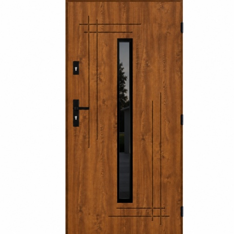 Drzwi Zewnętrzne Wenus 02 Złoty Dąb 80/90/100cm 72mm | Czyste Powietrze | Ciepłe Ud = 1,3