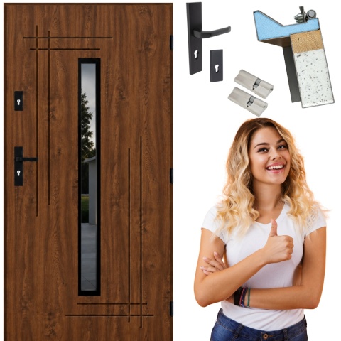 Drzwi Zewnętrzne Wenus 02 Orzech 80/90/100cm 72mm | Czyste Powietrze | Ciepłe Ud = 1,3