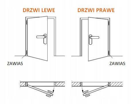 Drzwi Bezprzylgowe Vertes z Ościeżnicą Stałą Kolor Strona lewe prawe